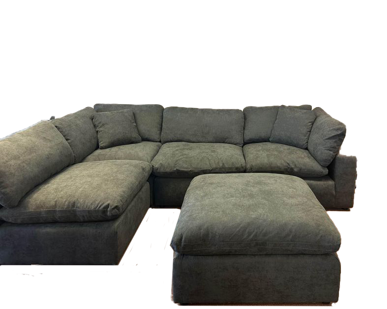 Emma Fabric Reversible Sectional With Ottoman