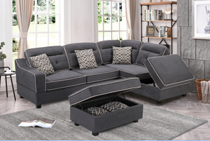 Cory Sectional with Storage Ottomans - Richicollection Furniture Warehouse